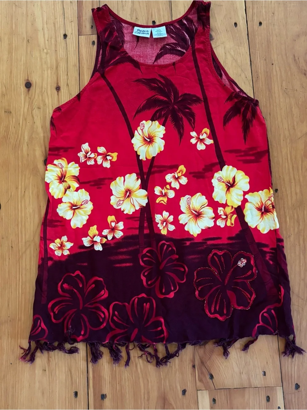 Beach Cabana Tropical Swimsuit Cover Up Dress Fringe M